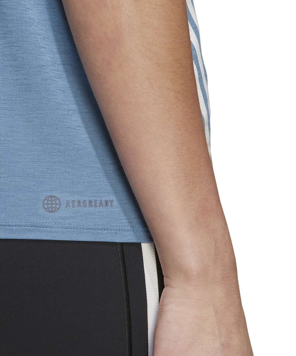adidas Women's Trainicons 3-Stripes Tee - Altered Blue / White