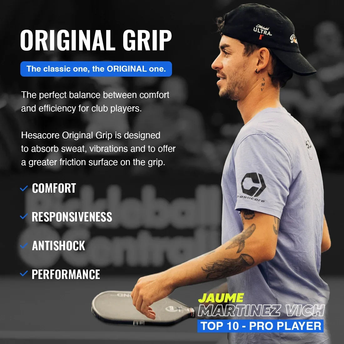 Hesacore Pickleball Original Grip 5.25 Regular Fit White