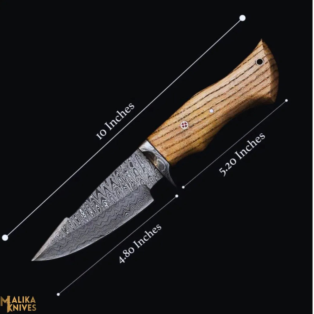 Twist Damascus Hunting Knife with Walnut Handle