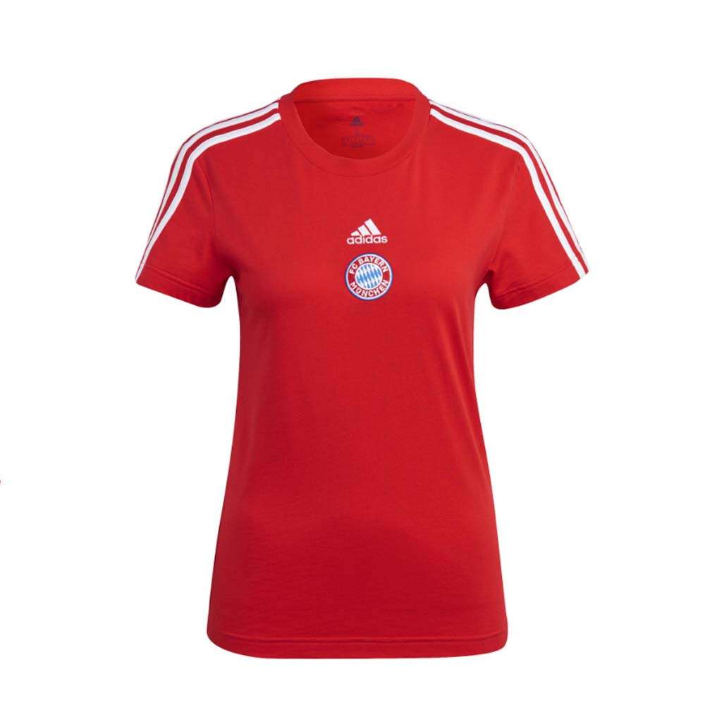 adidas Women's  FC Bayern 3 Stripes Tee - Red White