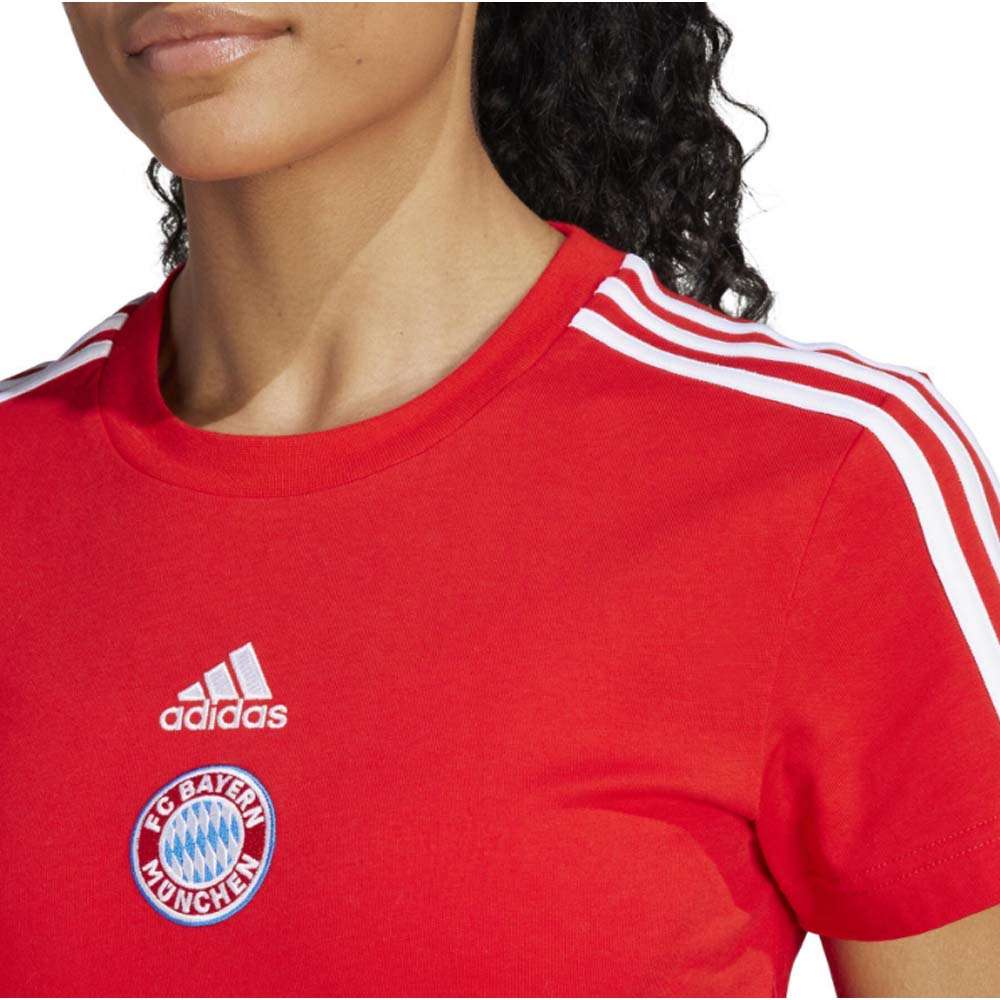 adidas Women's  FC Bayern 3 Stripes Tee - Red White