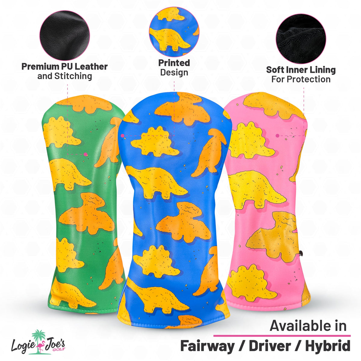 Dino Nugget Driver Headcover | Premium Golf Driver Cover | Soft Protective Lining | Durable Synthetic Leather