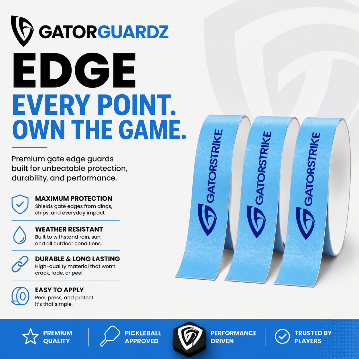 Pickleball Paddle Edge Guard Tape — Chip & Scratch Protection (3-Pack)