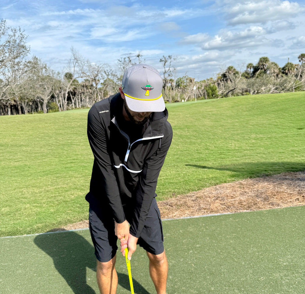UFO Golf Hat | Snapback Cap | Built-in Magnetic Ball Marker Holder + Marker Included | Adjustable | Alien Gray