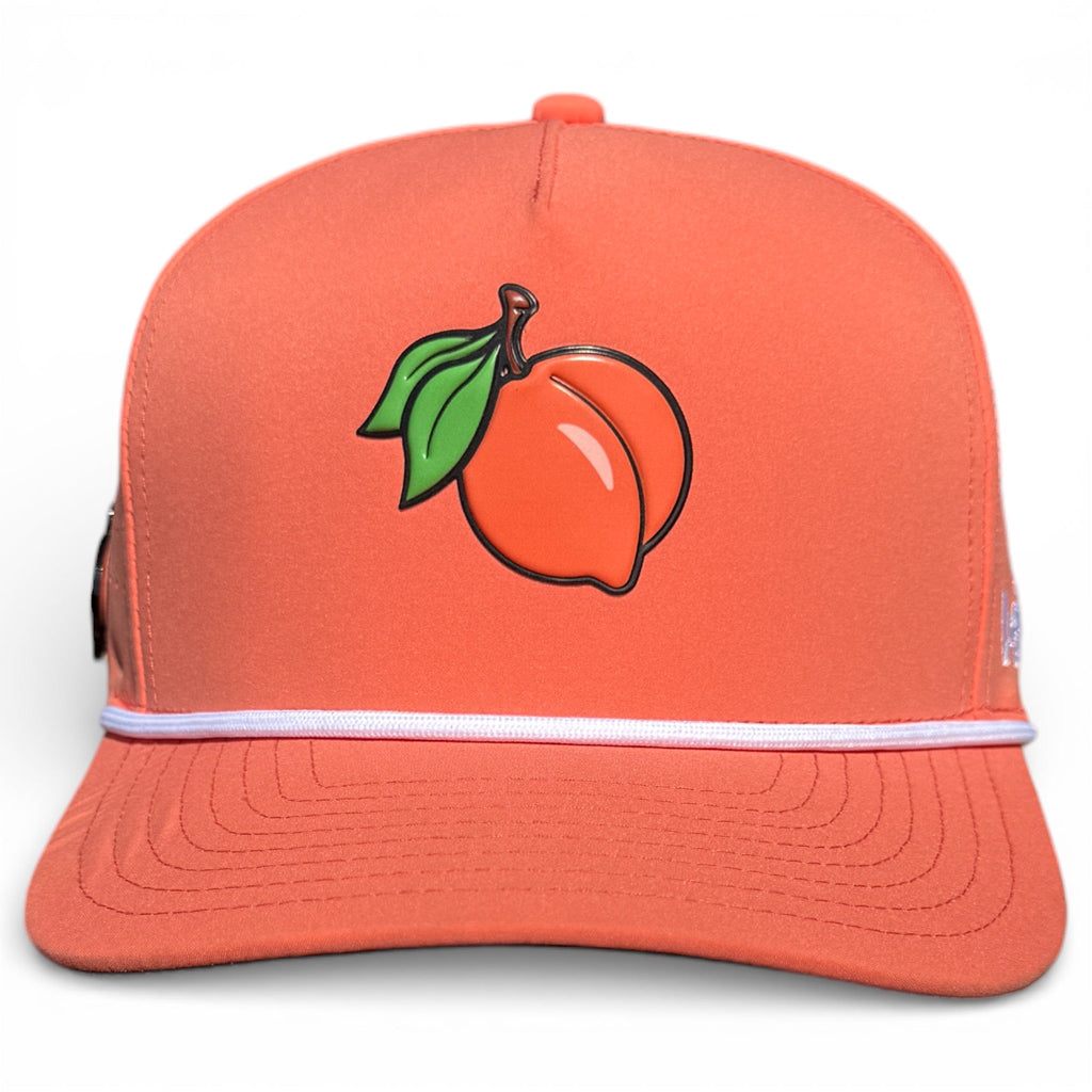 Just Peachy Golf Hat | Snapback Cap | Built-in Magnetic Ball Marker Holder + Marker Included | Adjustable Peach