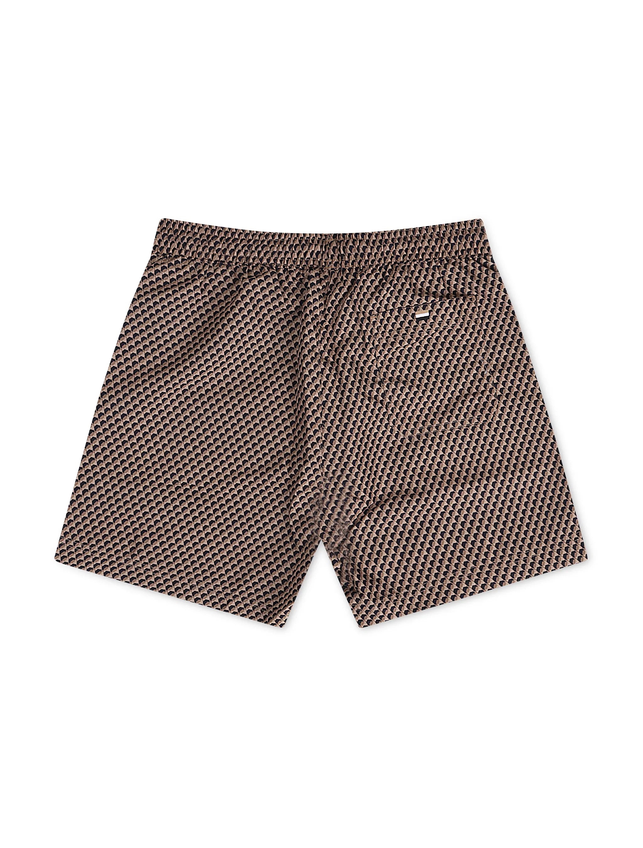 Boss All Over Print Swim Shorts - Brown