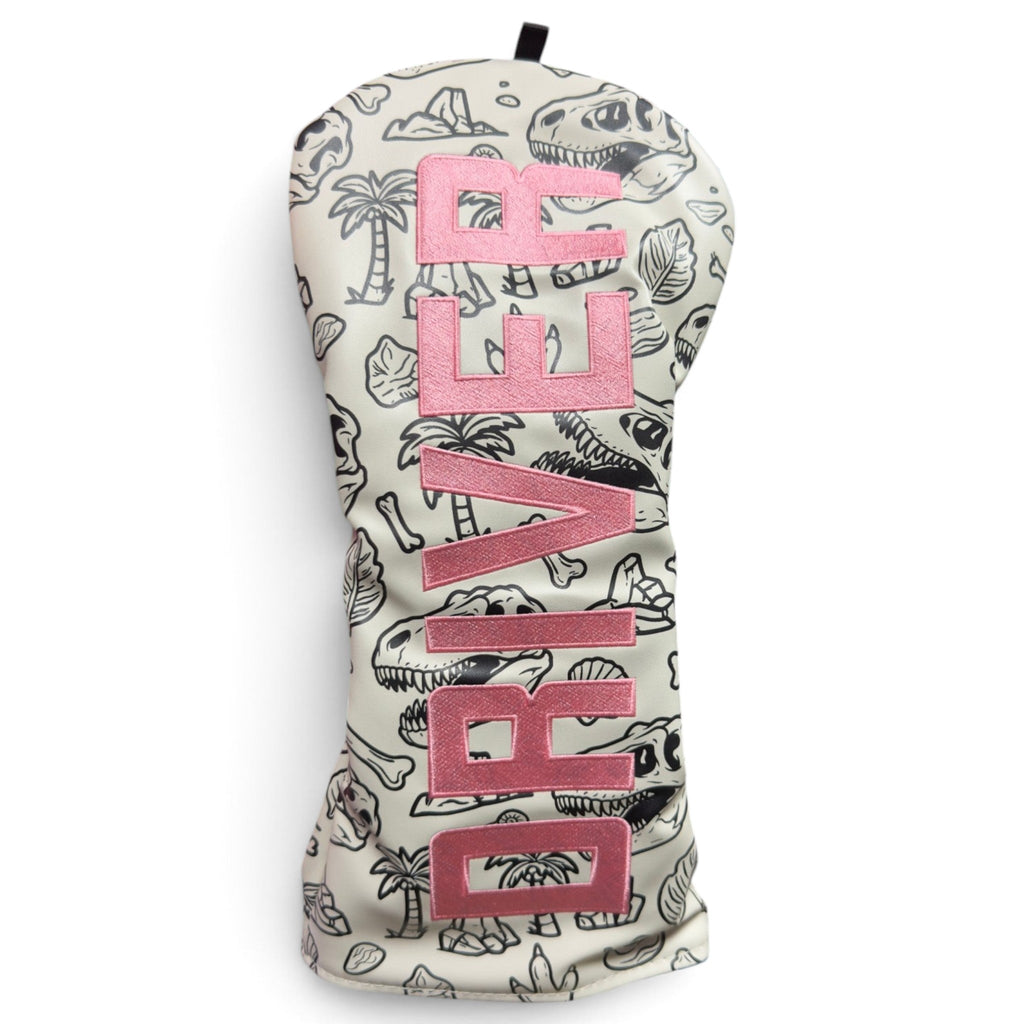 "Fossil Fairways" Driver Headcover – Premium Faux Leather Driver Cover – Elastic Fit – Embroidered Letters