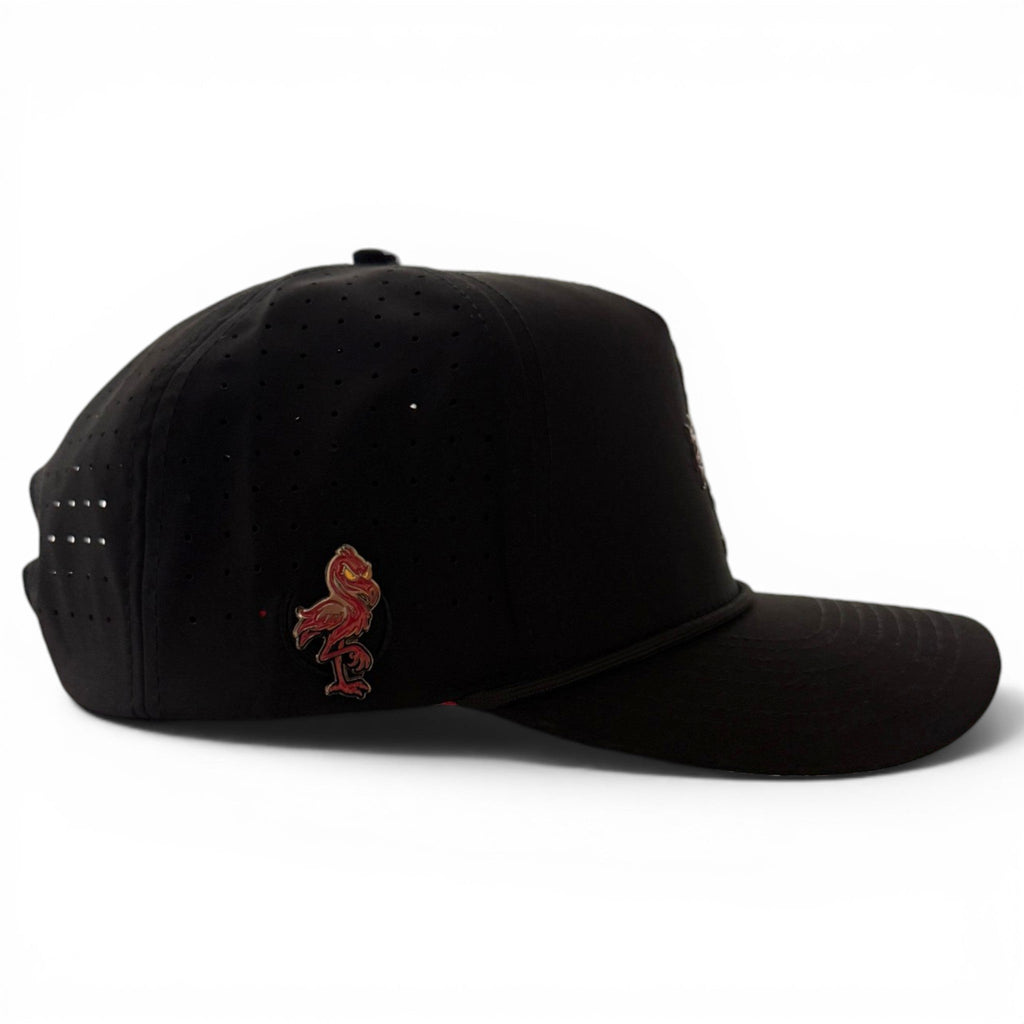 Evil Flamingo Golf Hat | Snapback Cap | Built-in Magnetic Ball Marker Holder + Marker Included | Adjustable Flamingo
