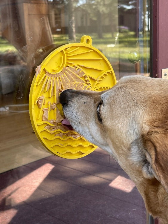 Sun n' Sea eMat - Enrichment Lick Mat For Dogs and Cats - With Suction Cups - Beach Design | USA Made