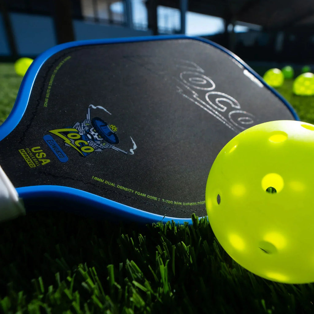 Bread & Butter Loco Elongated AZUL Blue Pickleball Paddle & Mad Pickler Cover