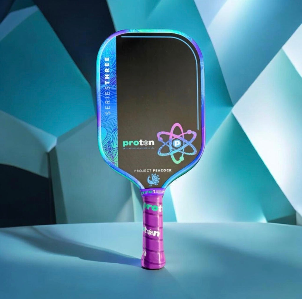 Proton Project Peacock 15mm Elongated Black/Jade/Plum Pickleball Paddle & Cover