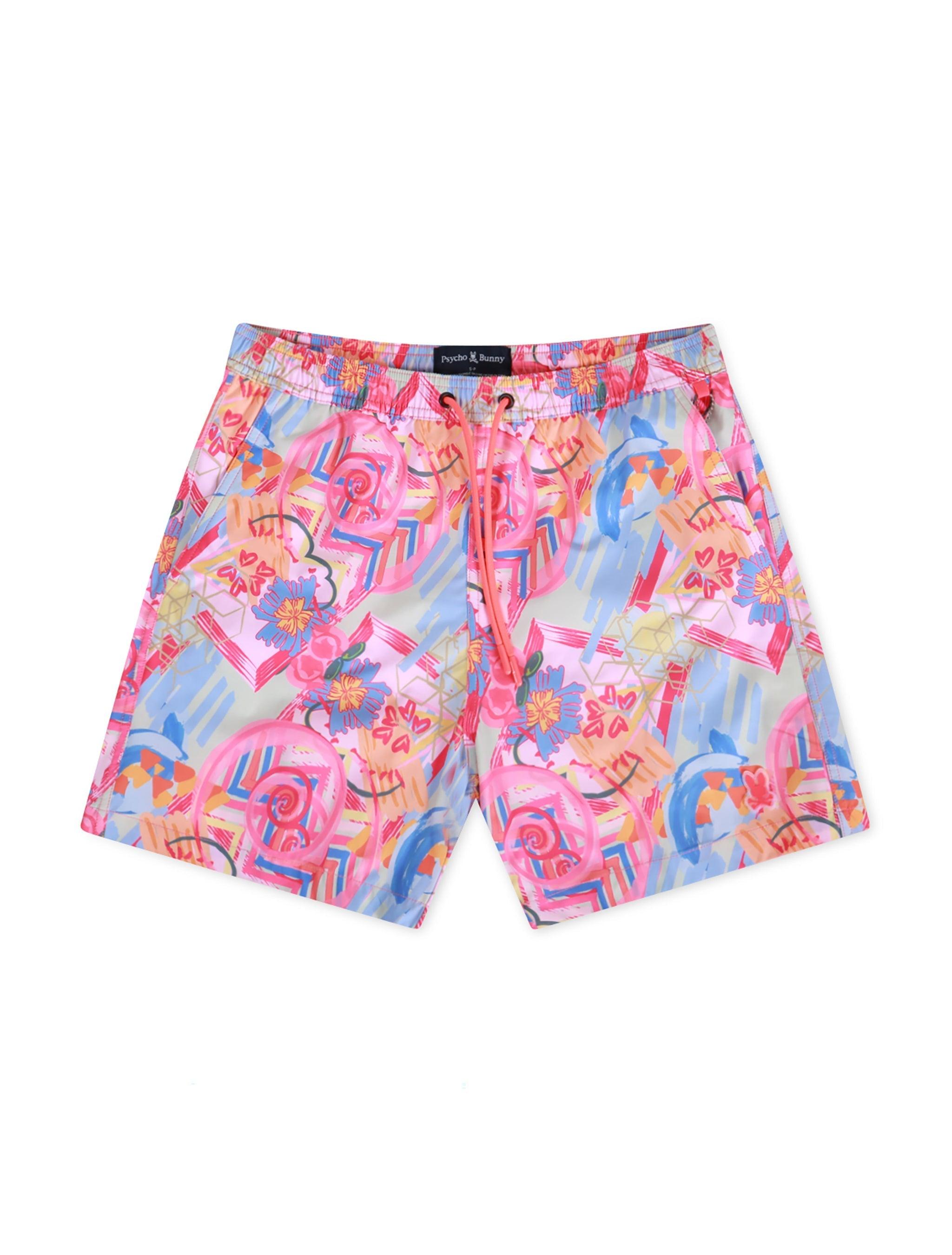 Psycho Bunny Benton Aop Swim Trunk - Fuchsia Purple