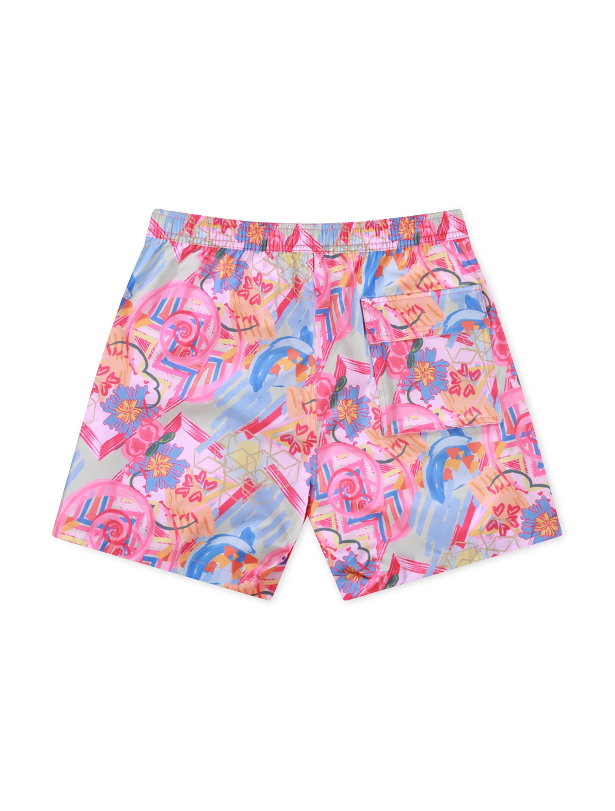Psycho Bunny Benton Aop Swim Trunk - Fuchsia Purple