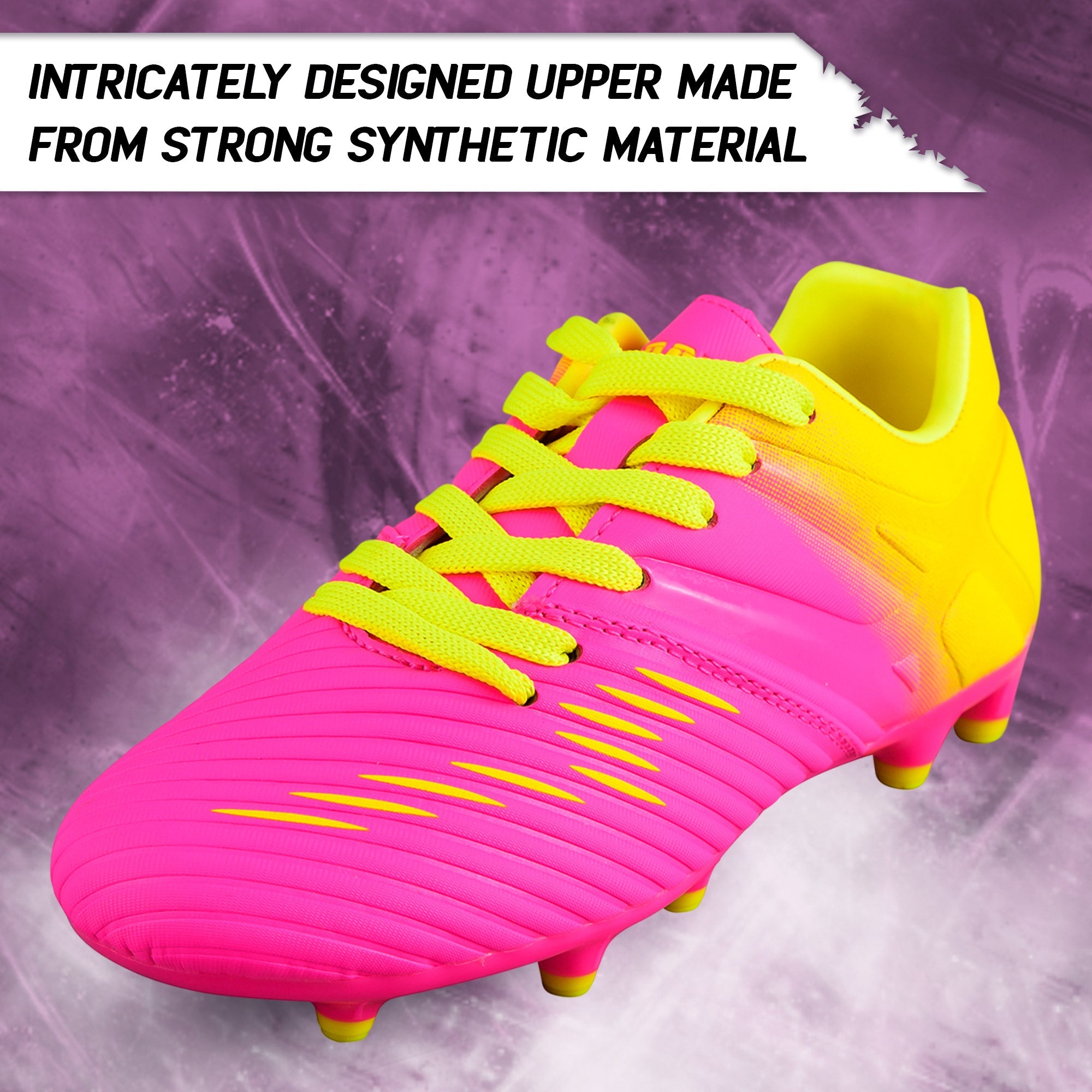 Liga Firm Ground Soccer Shoes -Pink/Yellow