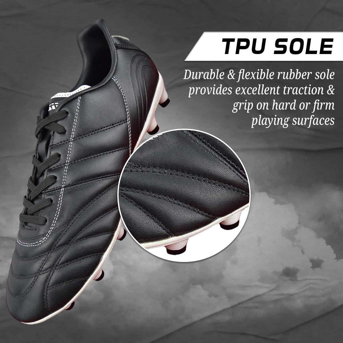 Vizari Classico Junior Firm Ground Soccer Shoes – Black/White