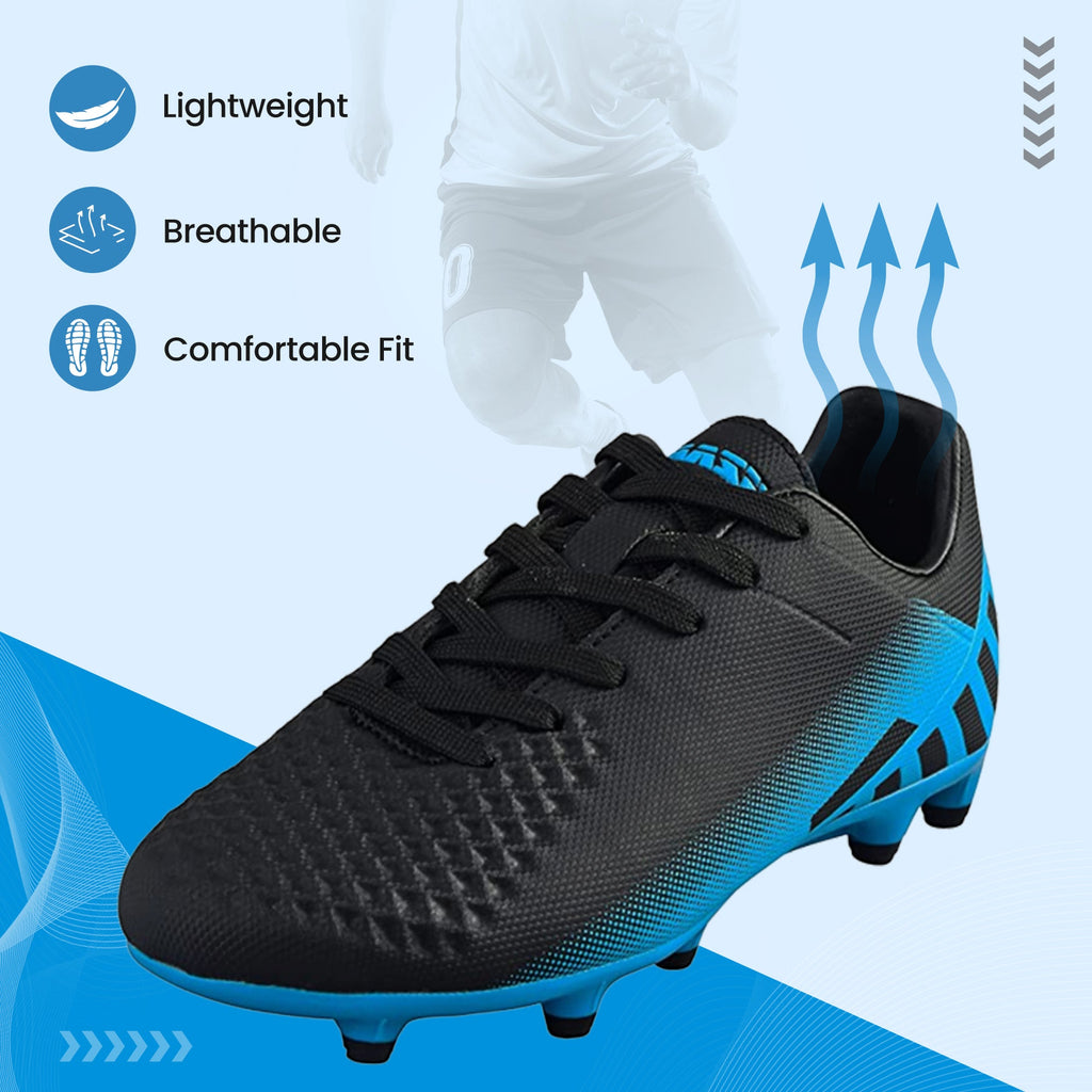 Santos Firm Ground Soccer Shoes -Black/Sky Blue
