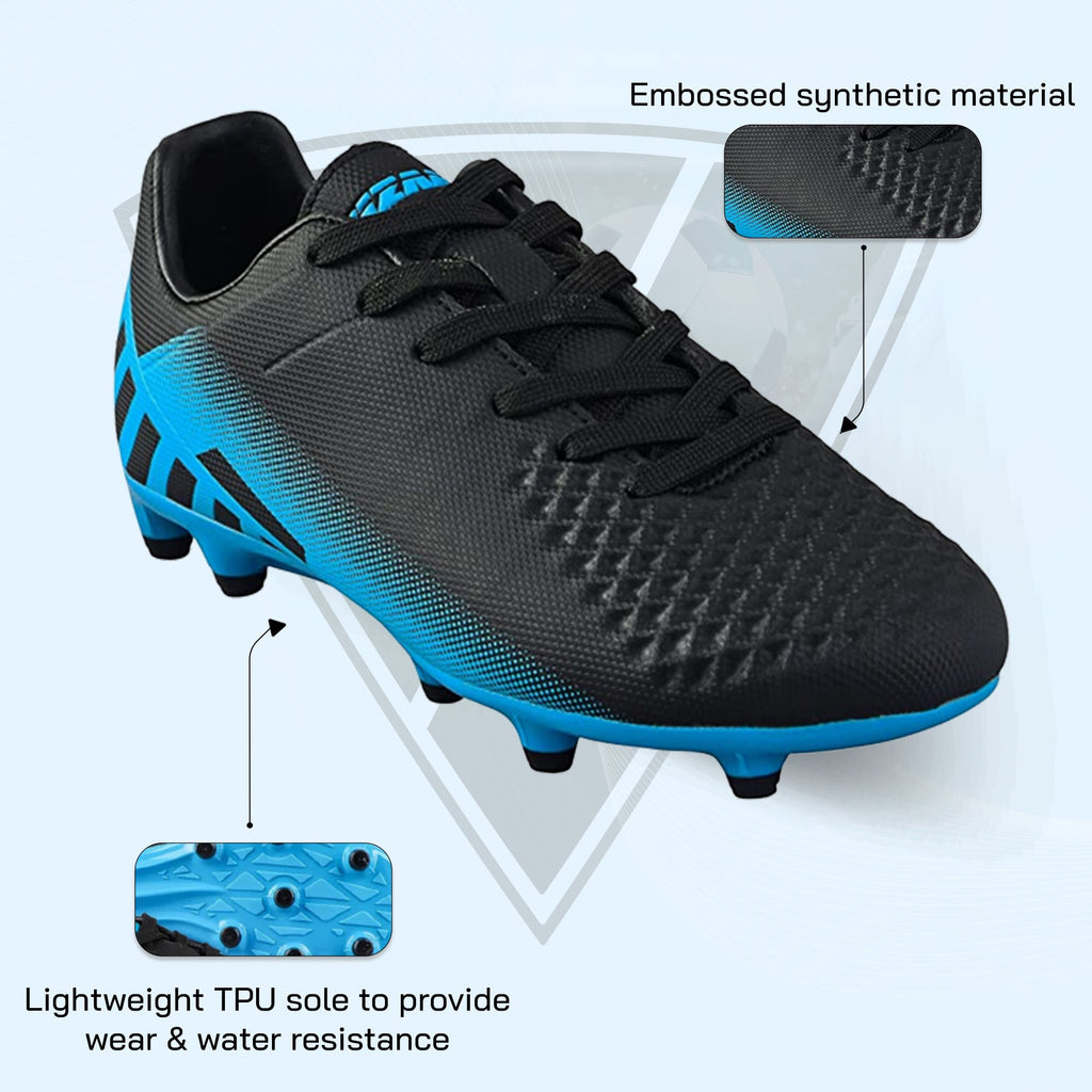 Santos Firm Ground Soccer Shoes -Black/Sky Blue