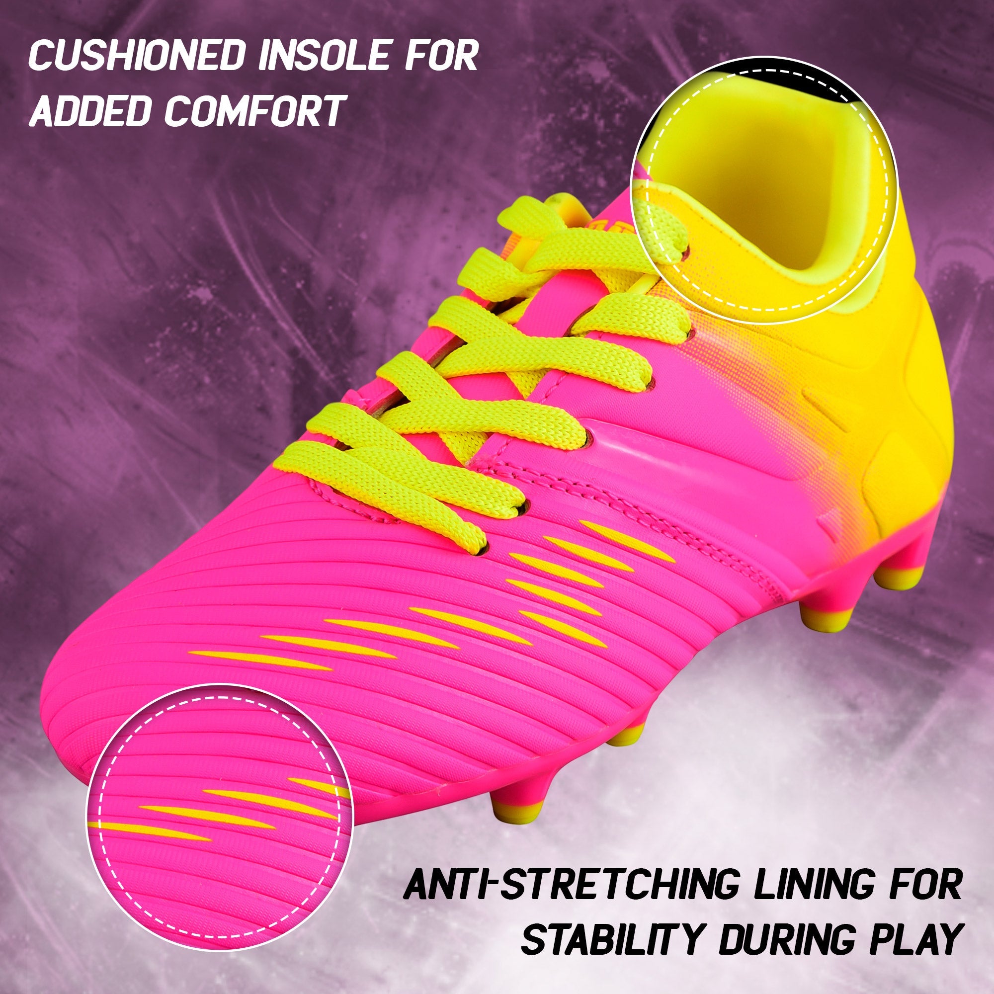Liga Firm Ground Soccer Shoes -Pink/Yellow