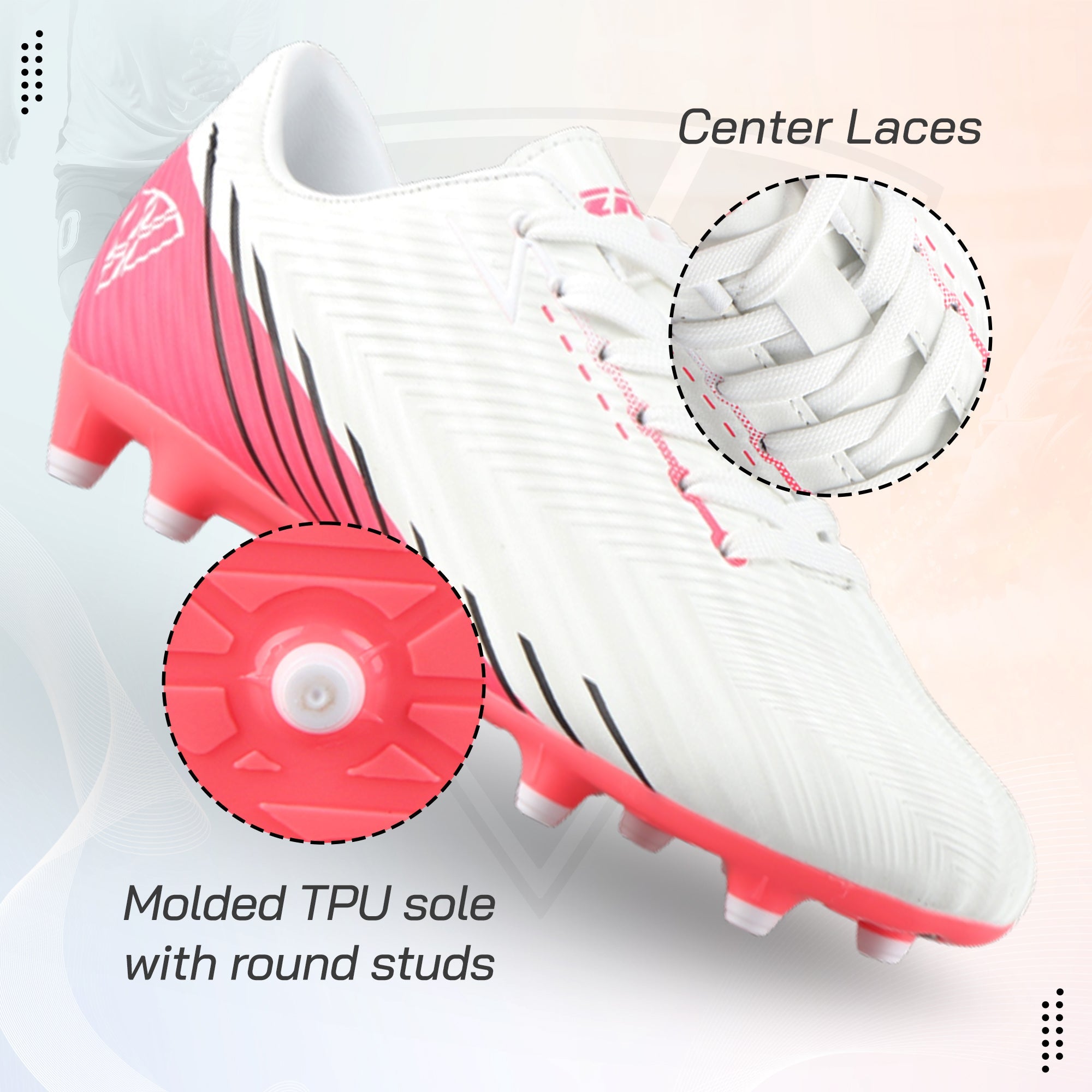 Tesoro Junior Firm Ground Soccer Cleats - White/Pink