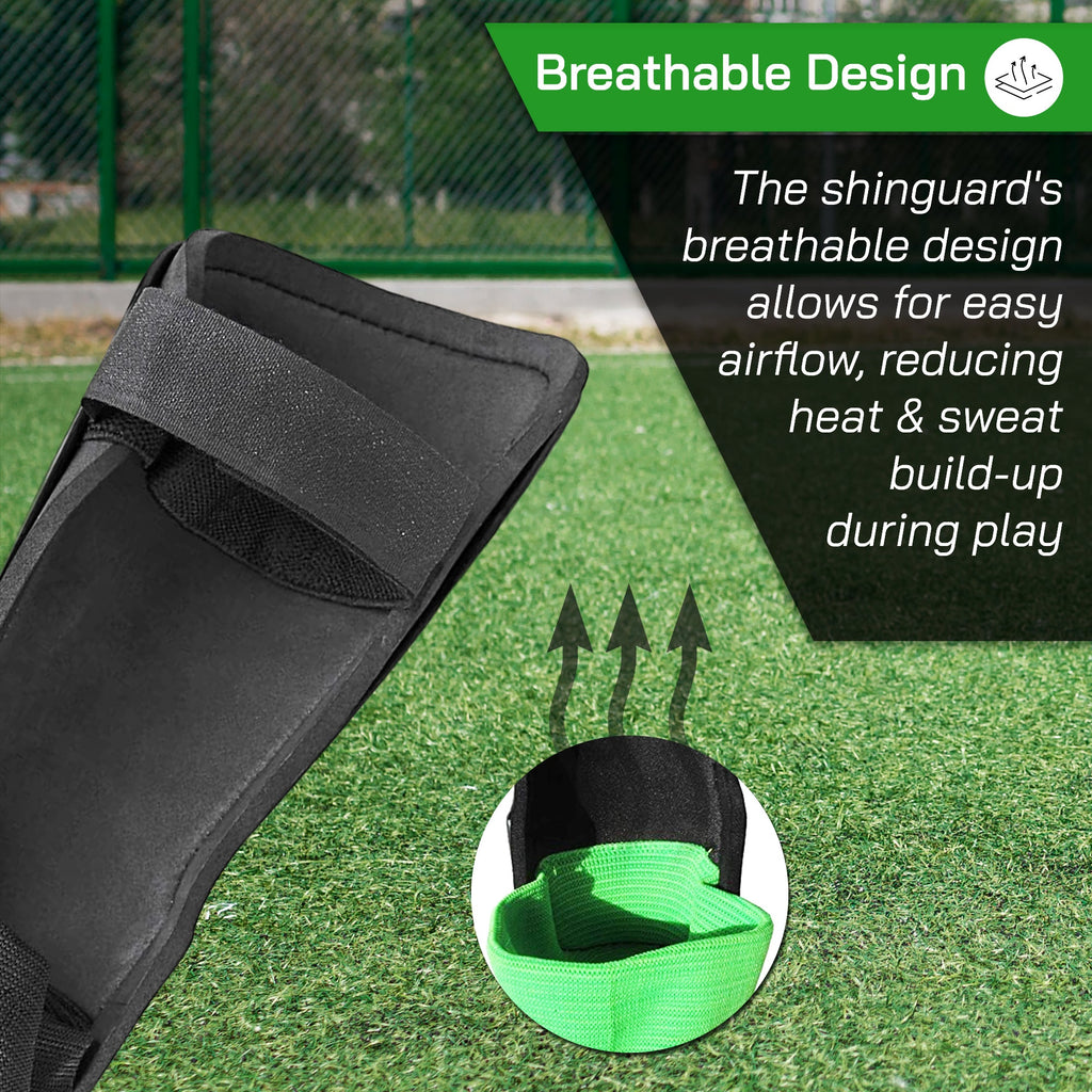 Malaga Soccer Shin Guard with Adjustable Straps-Black/N. Green
