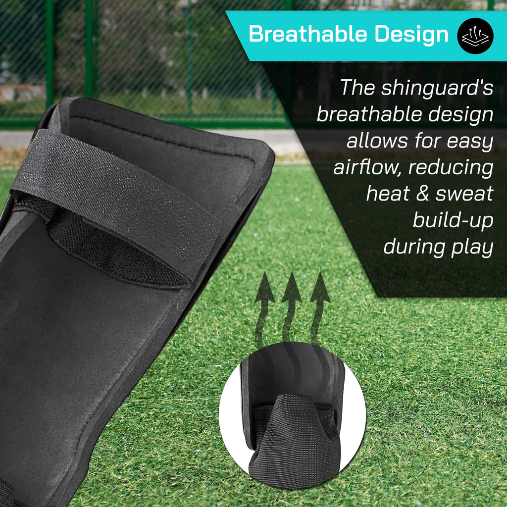 Malaga Soccer Shin Guard with Adjustable Straps-Black/Teal