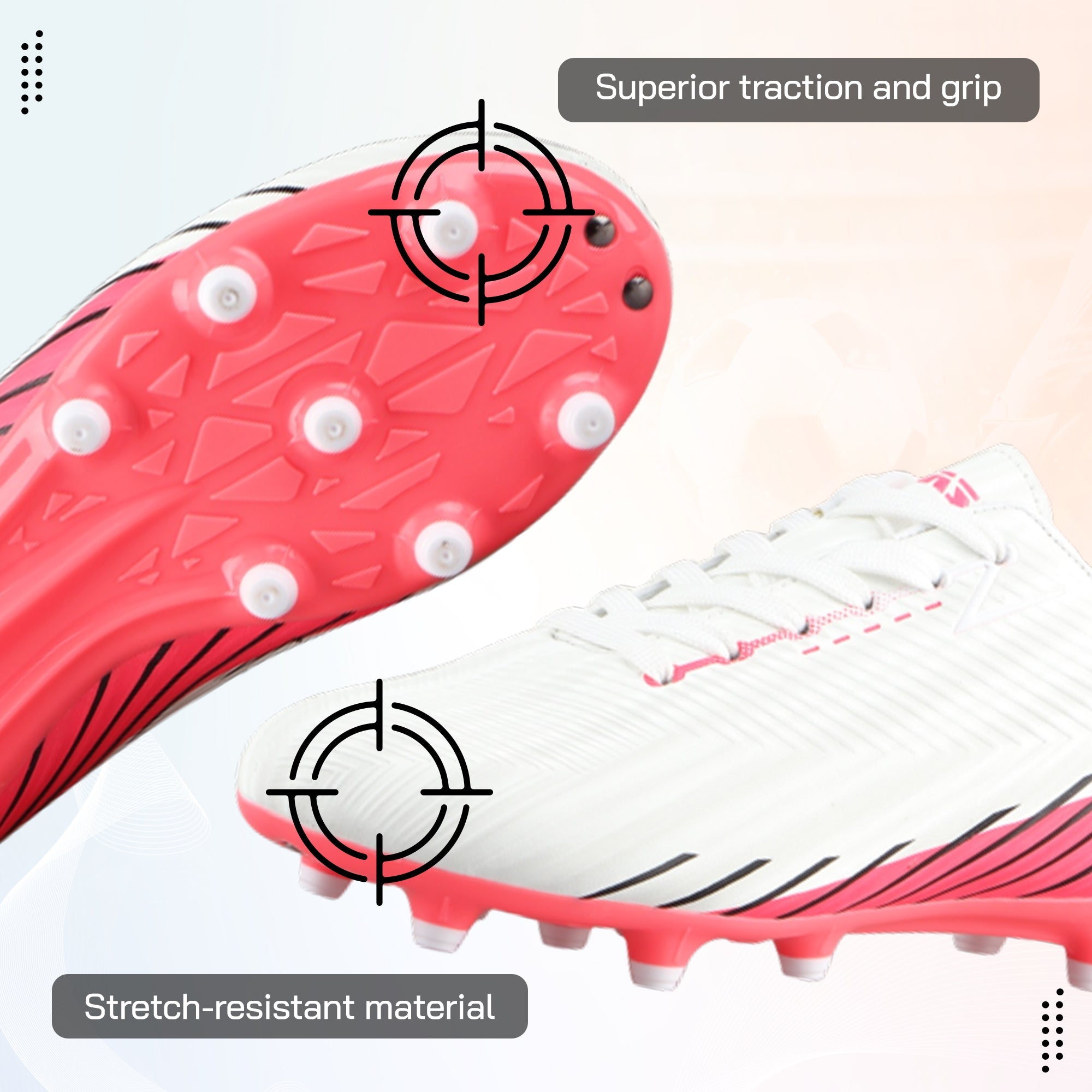 Tesoro Junior Firm Ground Soccer Cleats - White/Pink