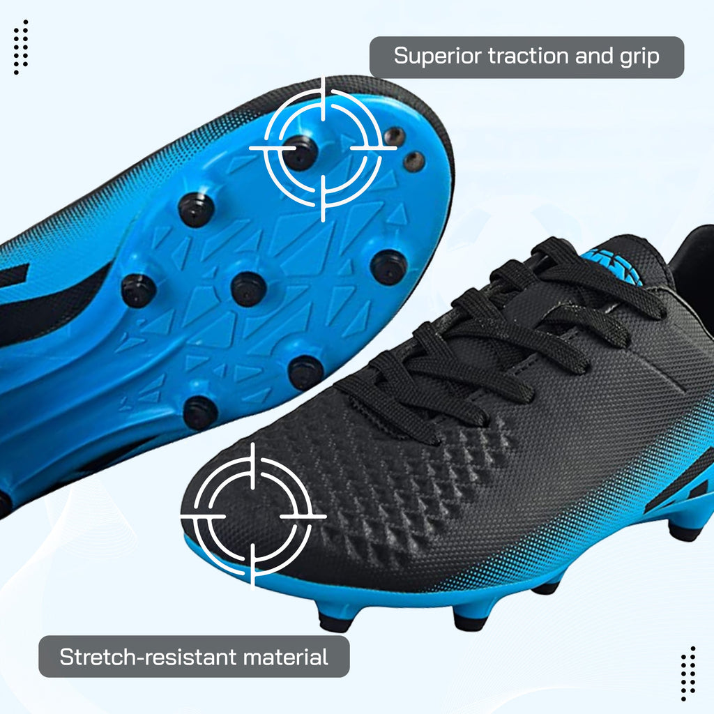 Santos JR. Firm Ground Soccer Shoes -Black/Sky Blue