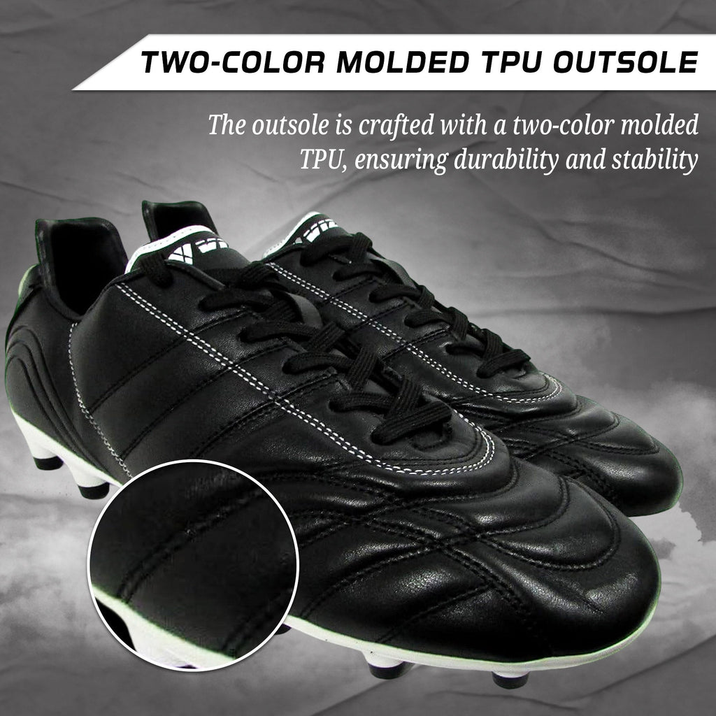 Vizari Classico Junior Firm Ground Soccer Shoes – Black/White