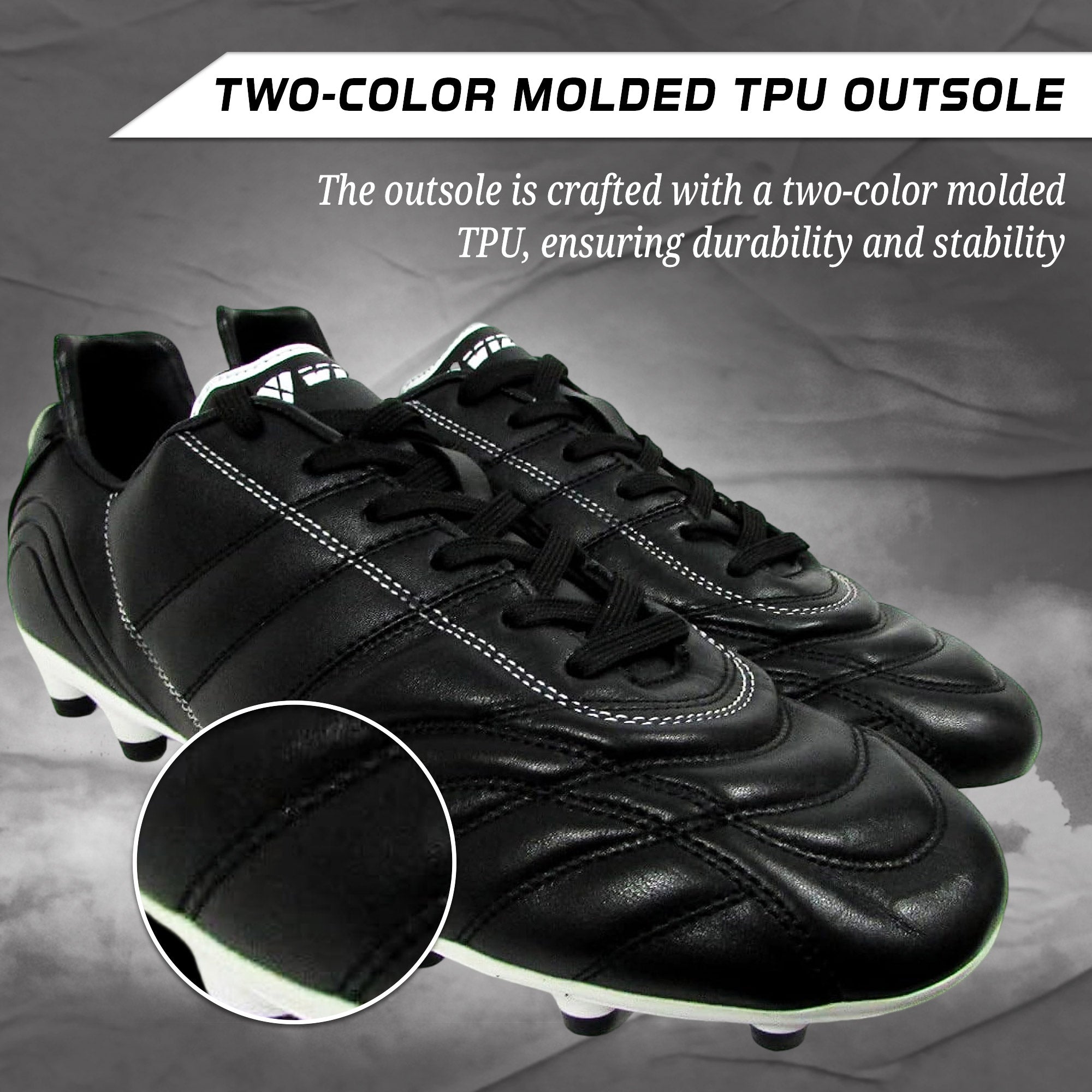 Vizari Classico Junior Firm Ground Soccer Shoes – Black/White