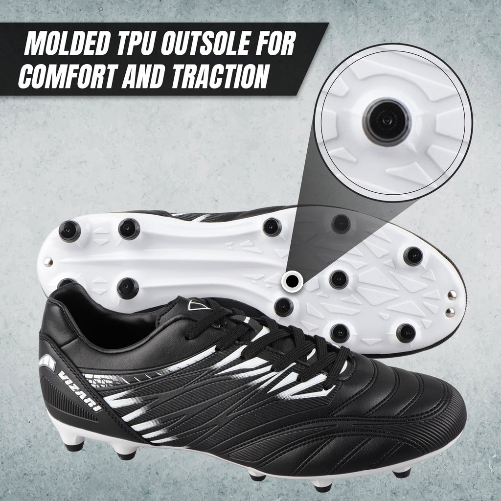 Valencia Firm Ground Soccer Cleats - Black/White