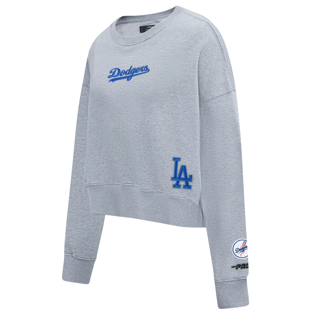 Pro Standard Womens LA Dodgers Cropped Wingspan Crewneck - Grey