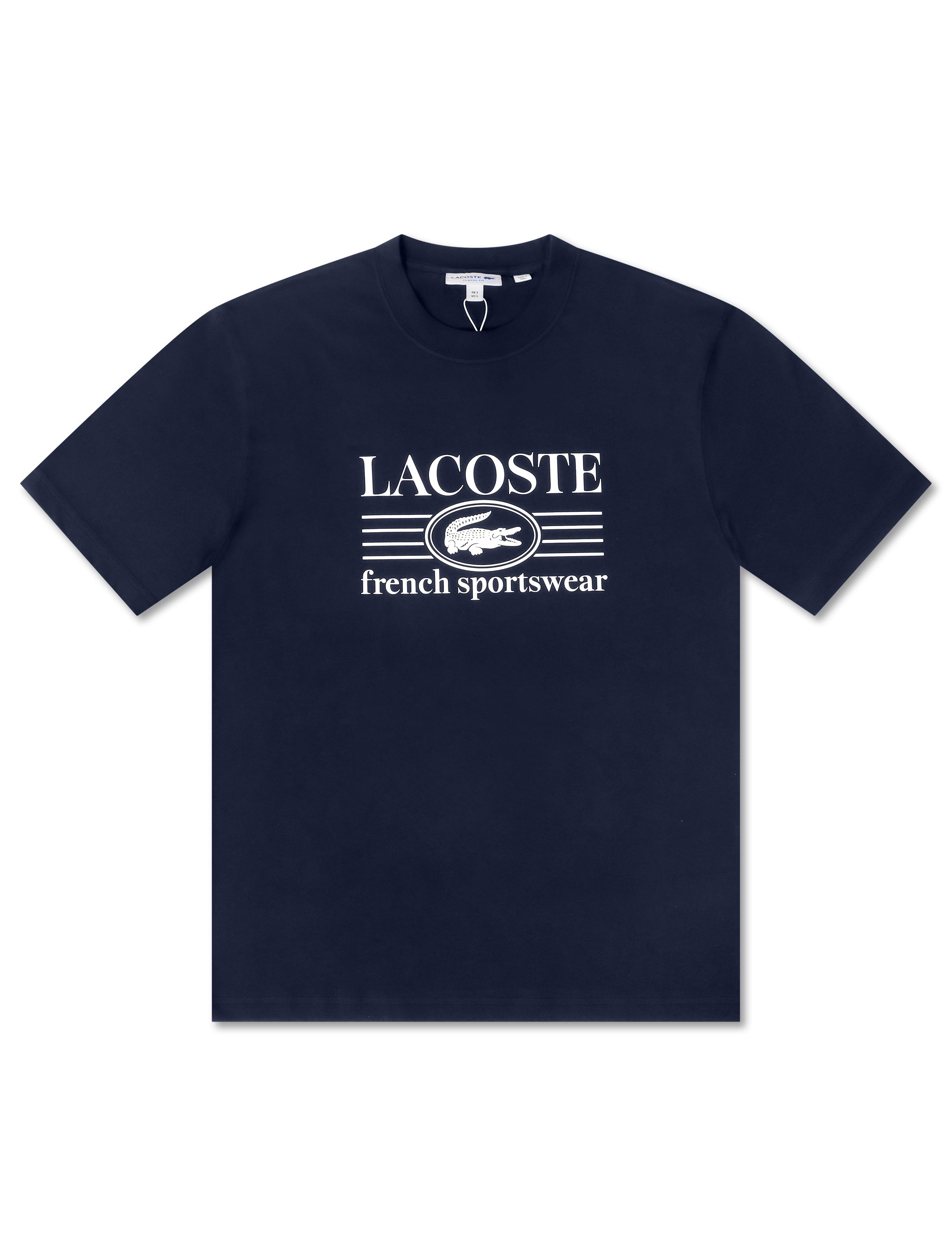 Lacoste Classic Fit Cotton Print Jersey Tee - Navy