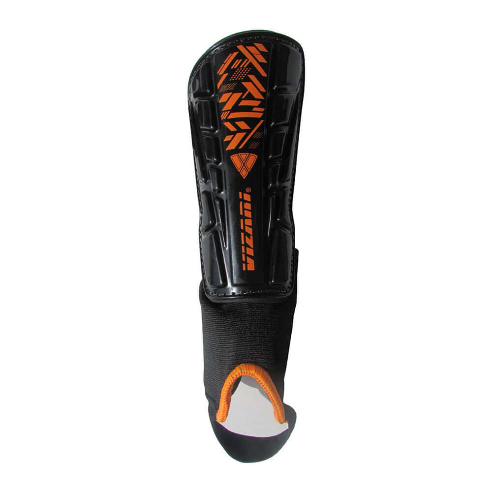 Malaga Soccer Shin Guard with Adjustable Straps-Black/N. Orange