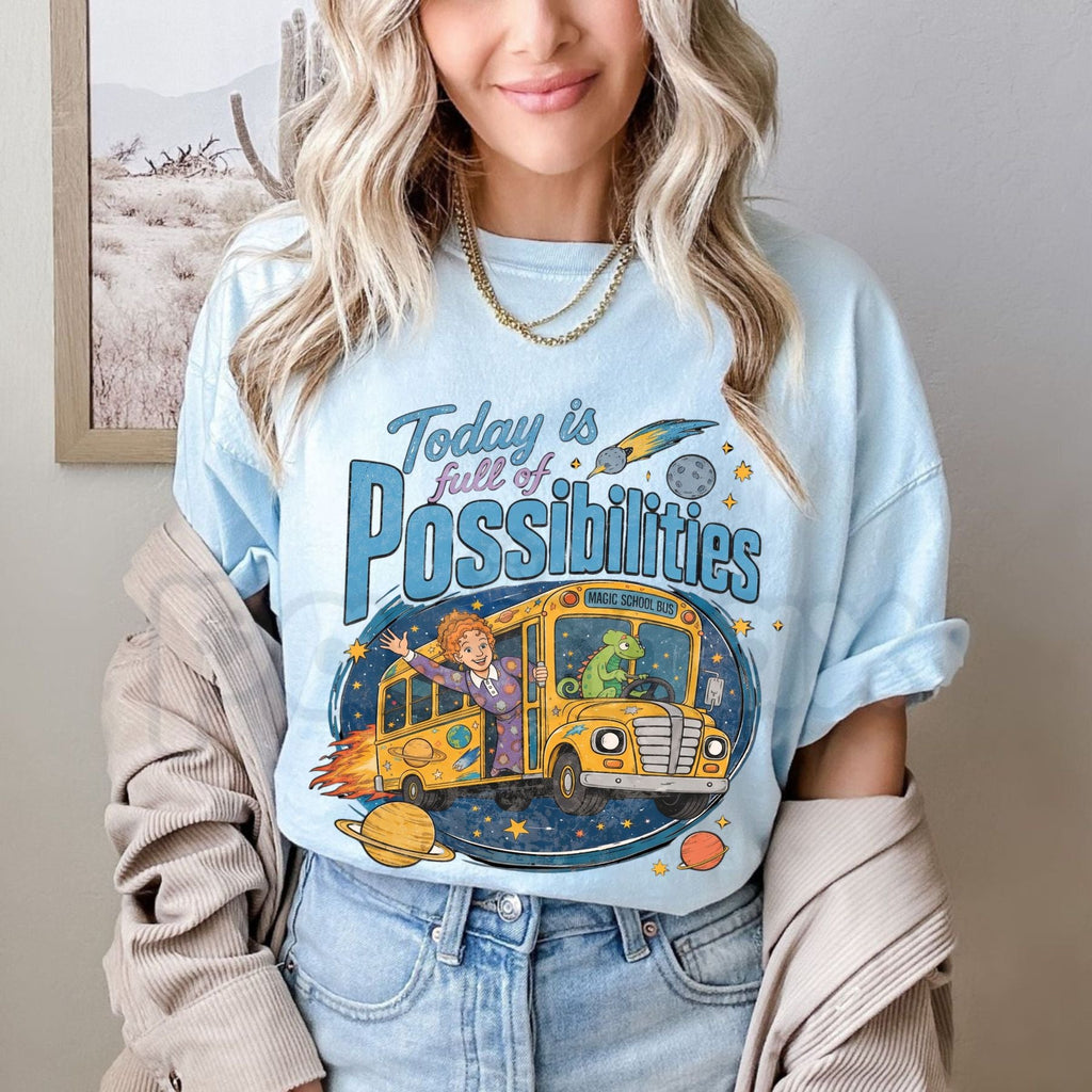 Magic School Bus Miss Frizzle Inspired 90's Vintage Graphic T-Shirt – Nostalgic Teacher Cartoon Tee