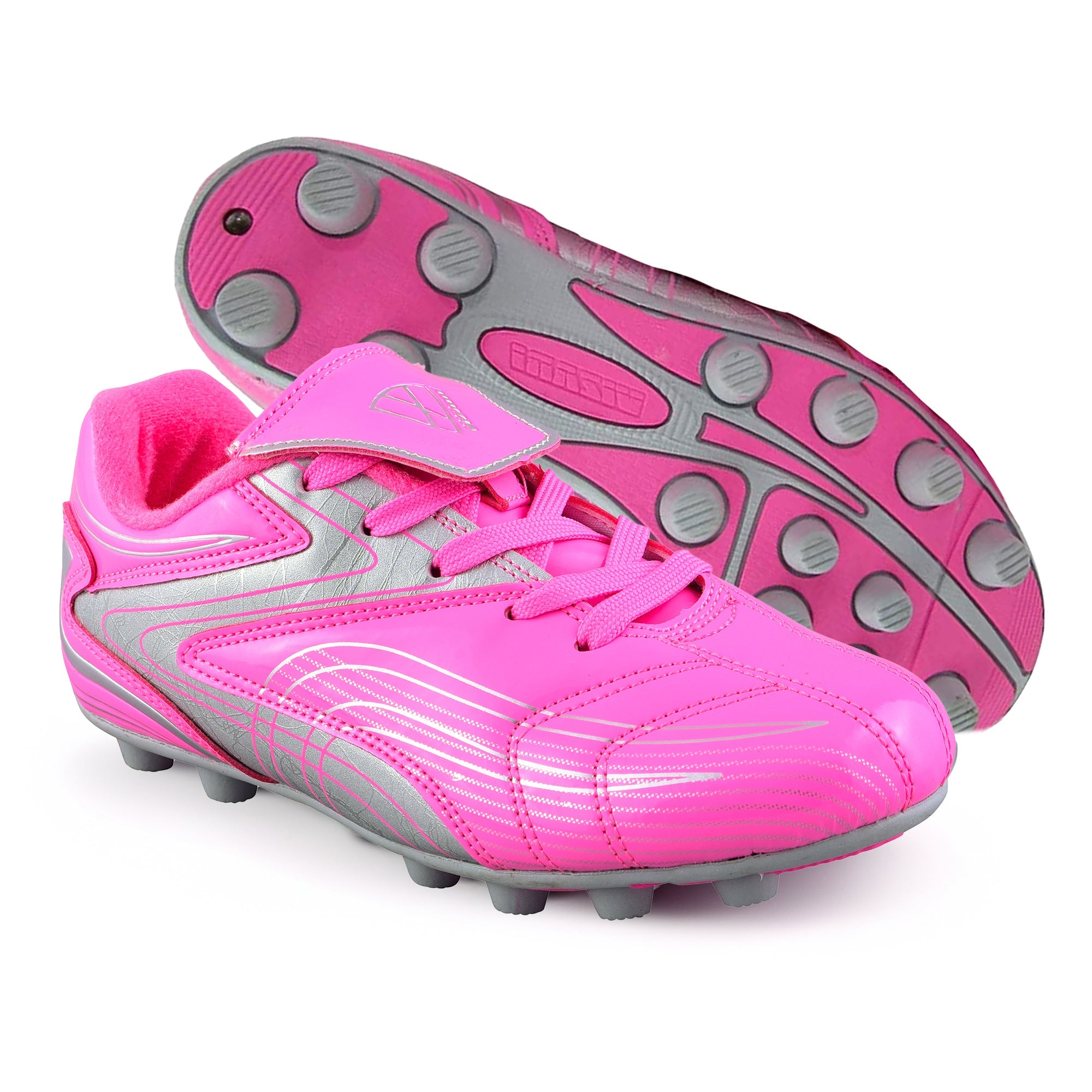 Striker Firm Ground Soccer Shoes -Pink/Silver