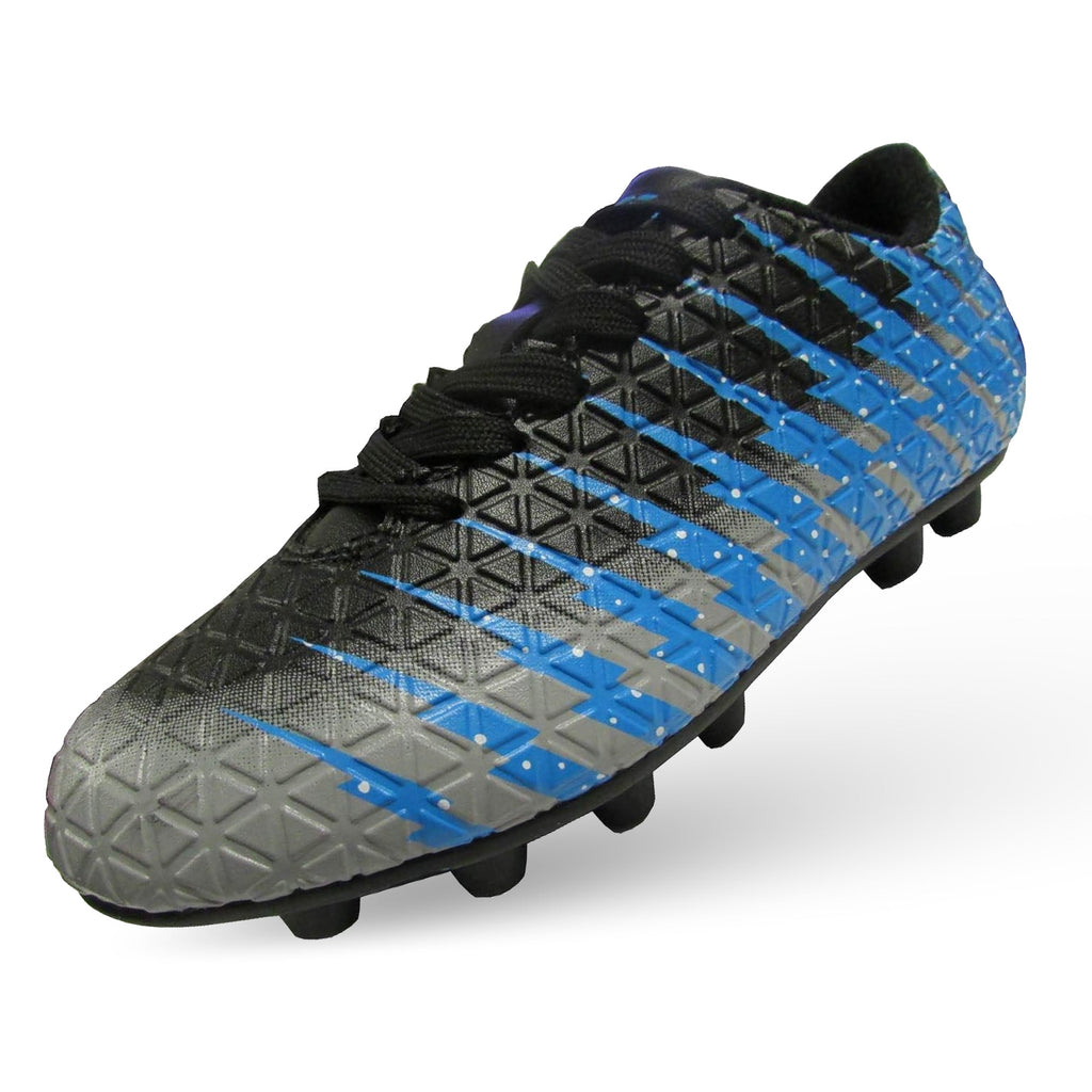 Vizari Bolt Youth Firm Ground Soccer Cleats - Black/Sky/Silver
