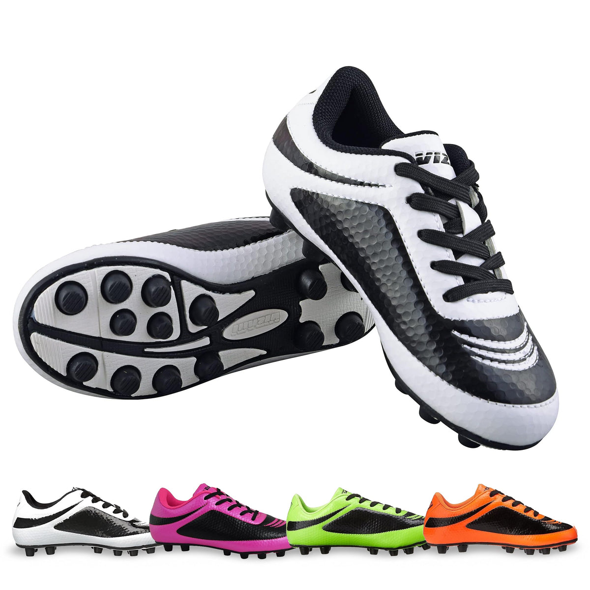 Vizari Infinity Padded Firm Ground (FG) Outdoor Soccer Cleats – White/Black