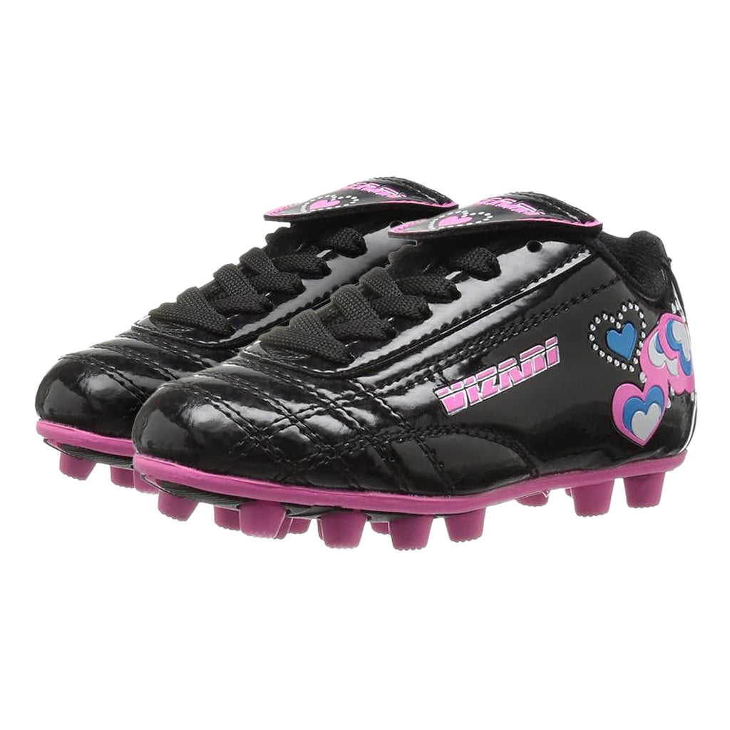 Vizari Shiny Retro Hearts Firm Ground Soccer Cleats– Black/Pink