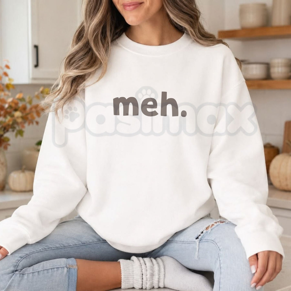 Meh Graphic Sweatshirt | Minimalist Sarcastic Quote Crewneck