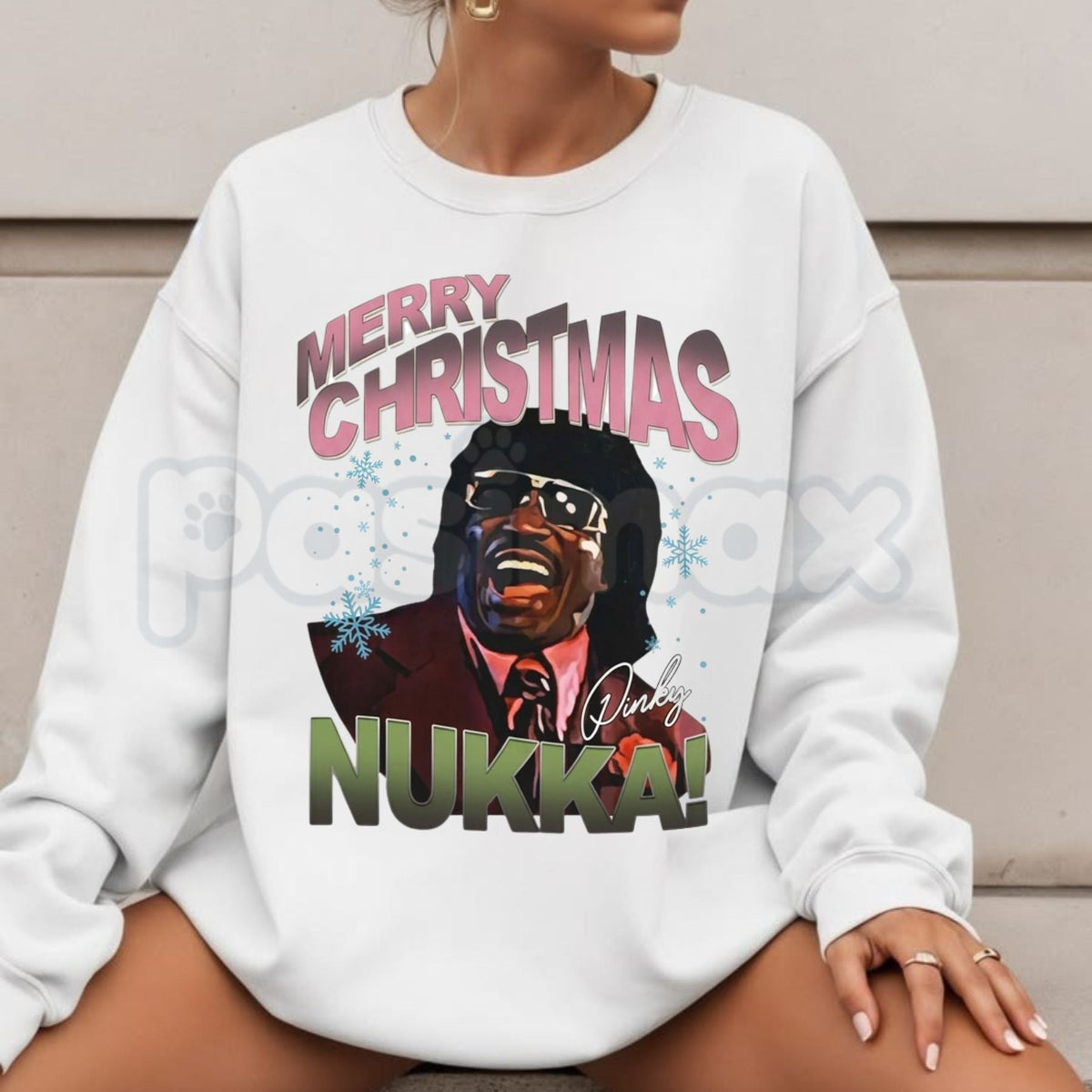 Merry Christmas Nukka Pink Sweatshirt | Pinky Christmas Holiday Graphic Crewneck