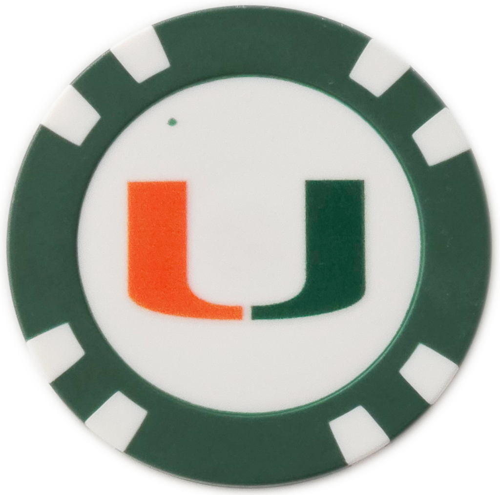 Officially Licensed Miami Hurricanes Poker Chip Ball Marker