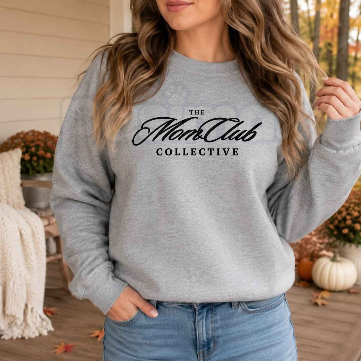 "Mom Club" Embroidered Sweatshirt – Cozy Motherhood Crewneck Pullover