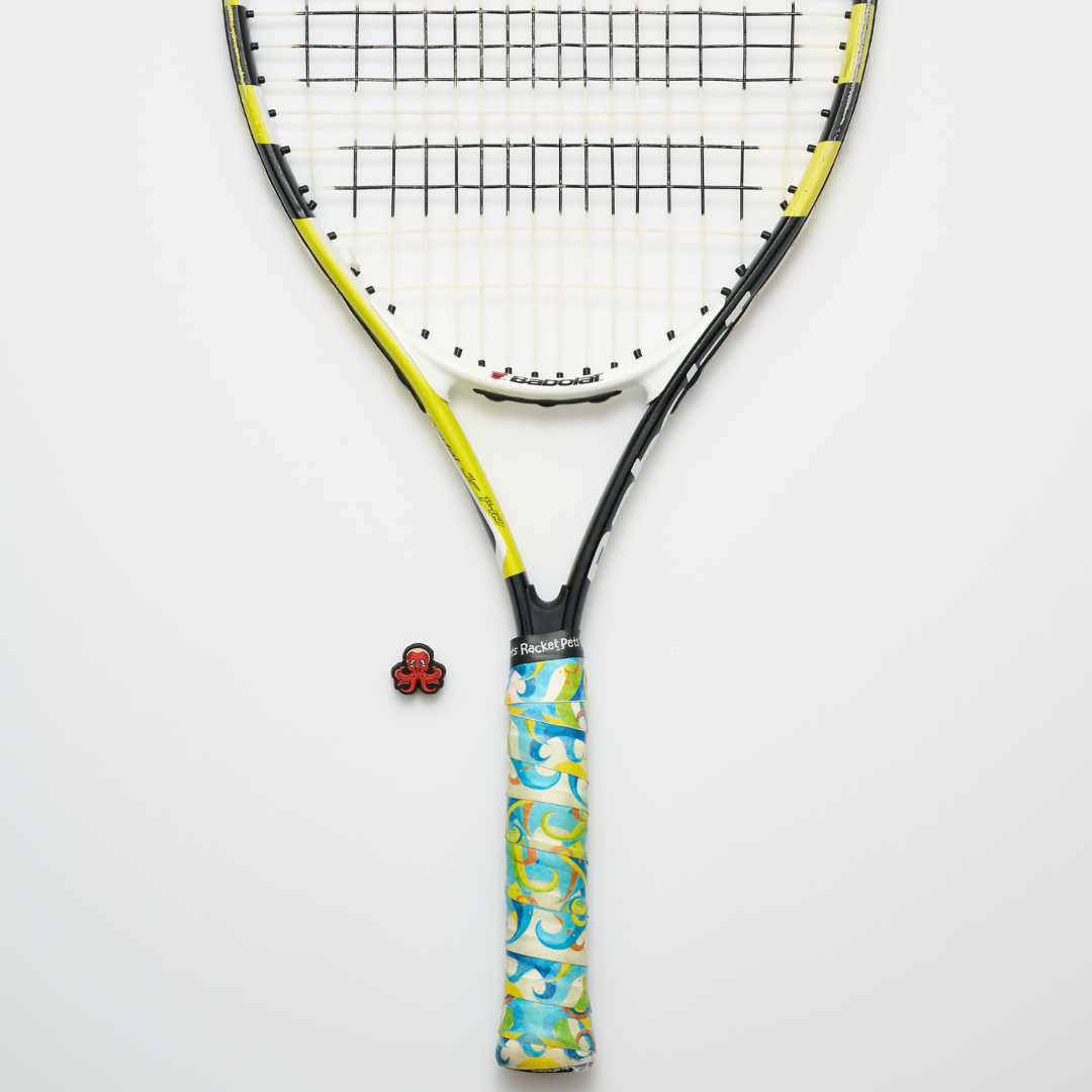Octopus Tennis Overgrip Tape and Matching Shock Absorbing Dampener for Tennis Racket