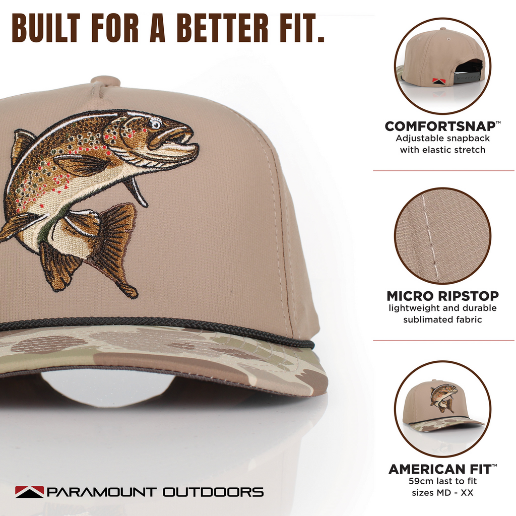 Brown Trout 5-Panel Fly Fishing Rope Cap