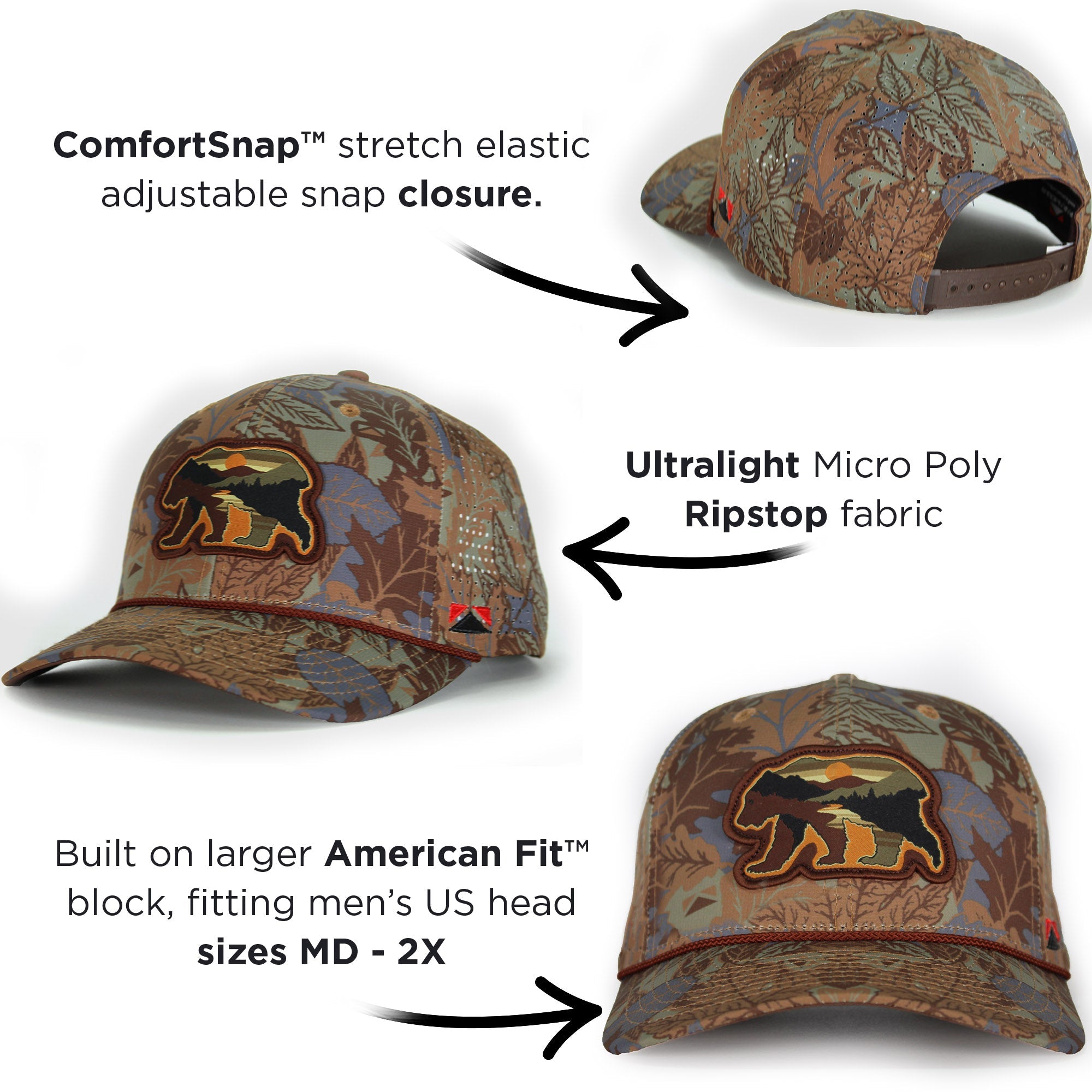 Sunset Bear Cloud Texture 5-Panel Rope Cap