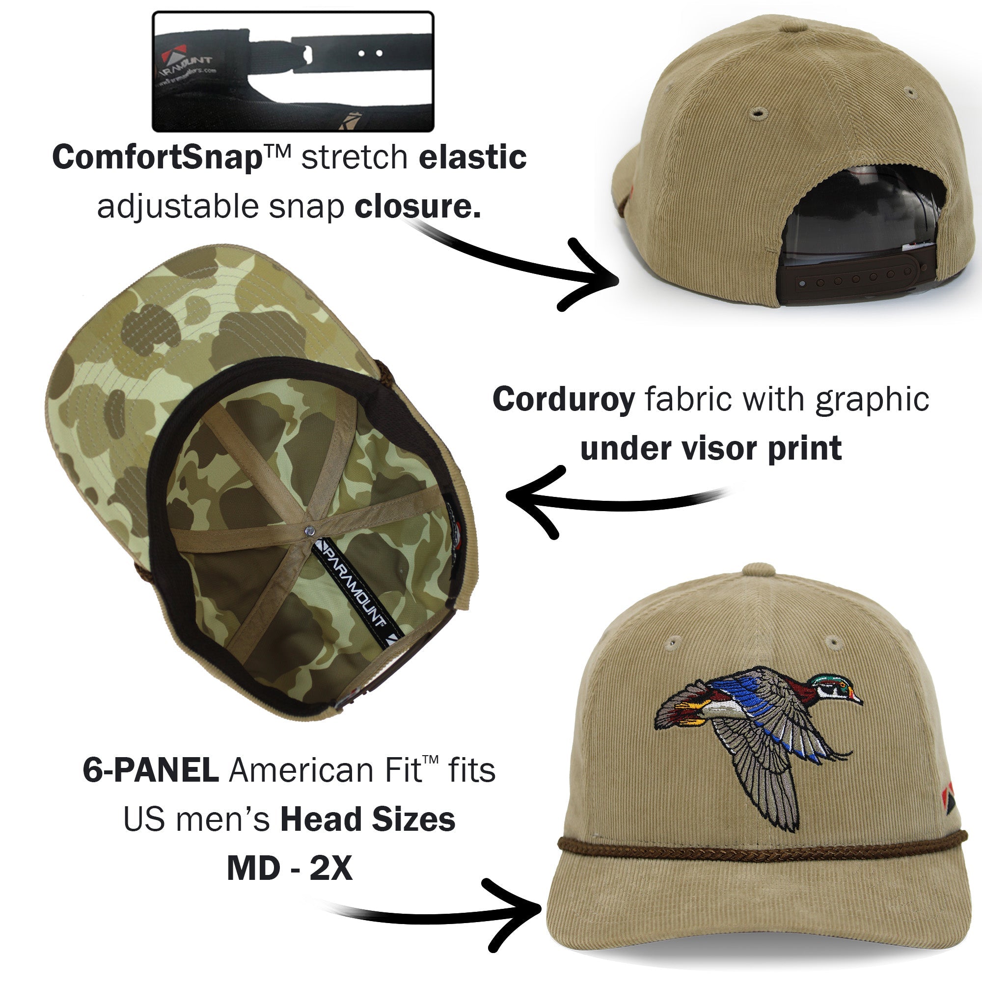 Corduroy Wood Duck 6-Panel Performance Cap