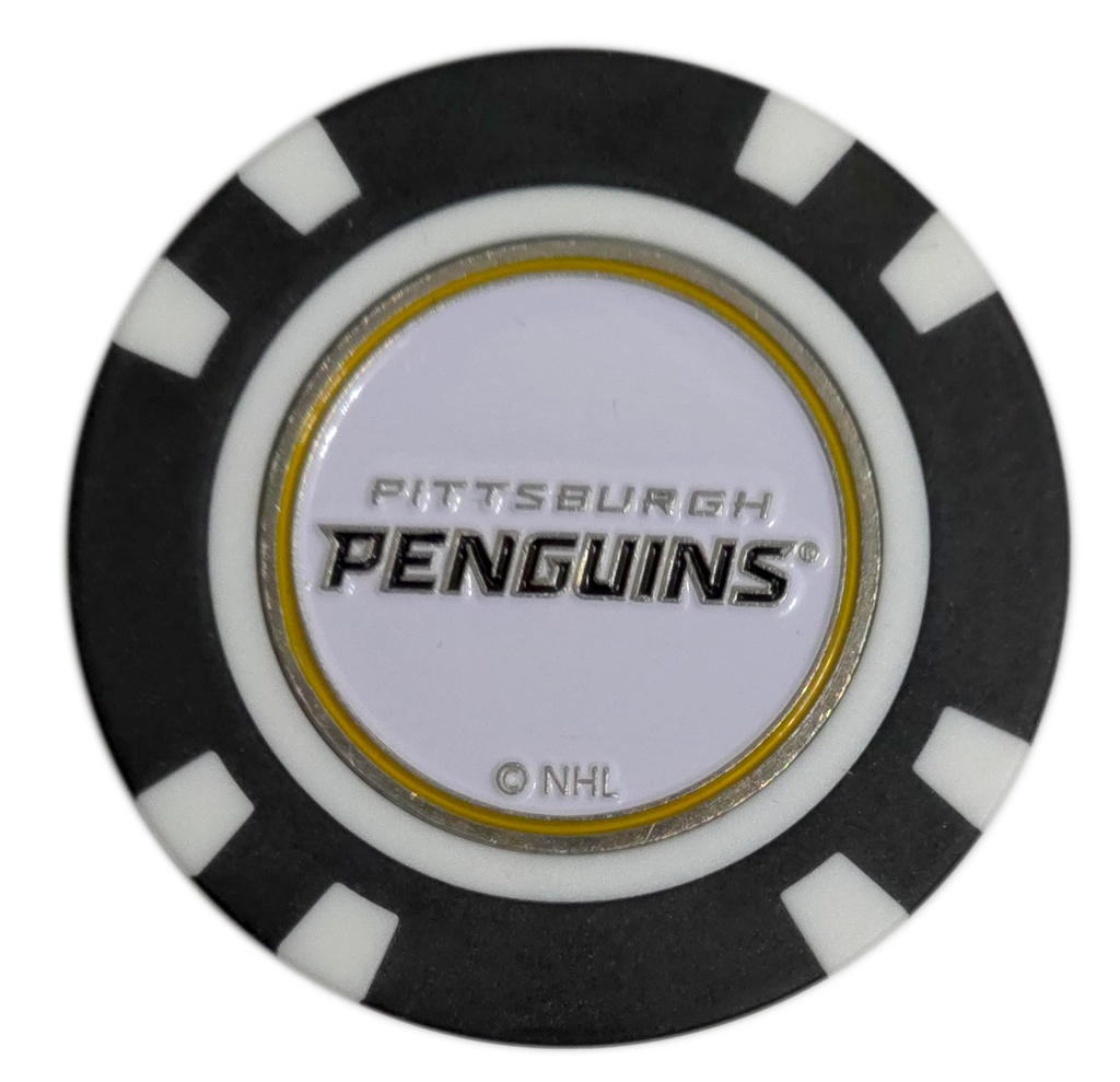 Officially Licensed Pittsburgh Penguins Poker Chip Golf Ball Marker