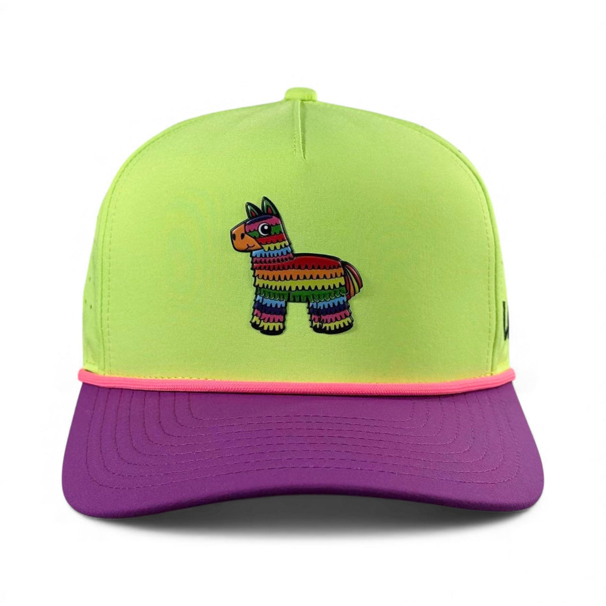 I'd Hit That Piñata Golf Hat | Snapback Cap | Built-in Magnetic Ball Marker Holder + Marker Included | Adjustable | Llama Multicolor