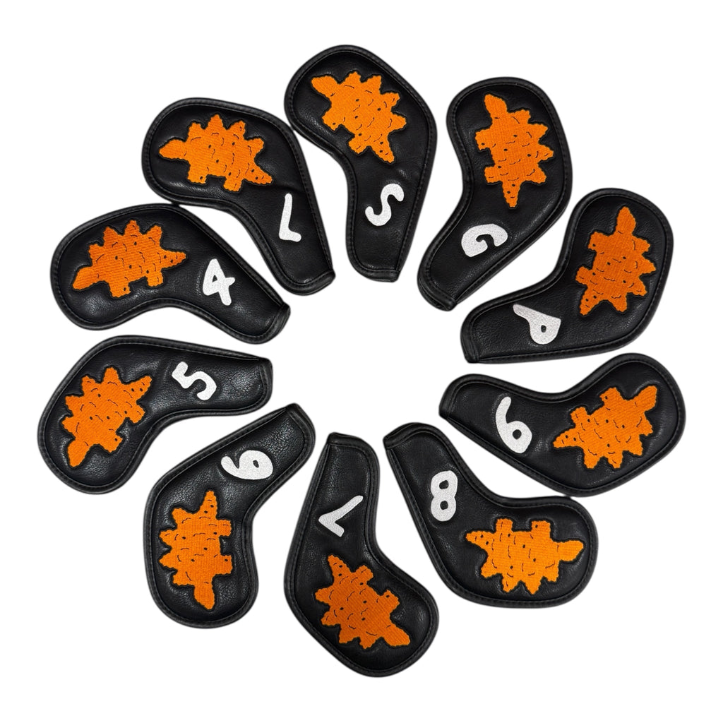 Dino Nugget Stegosaurus Golf Iron Cover Set | Premium PU Leather | Magnetic Closure Iron Covers | 4–9, PW, GW, SW, LW