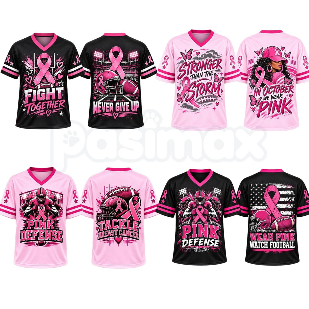 Pink Ribbon Breast Cancer Awareness V-Neck Football T-Shirt – Hope & Support Athletic Graphic Tee